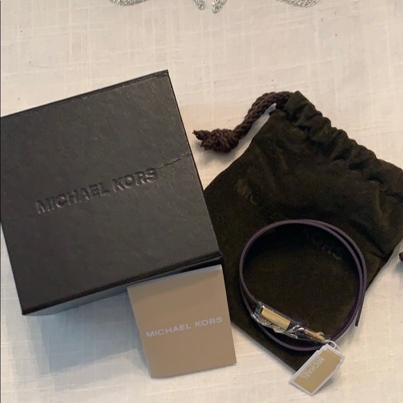 NWT Michael Kors Purple Leather Wrap Bracelet - Picture 3 of 4
